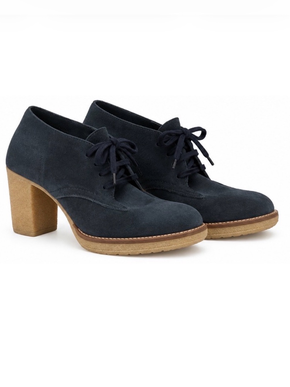 J Crew 9 Suede High Block Heel Ankle Lace Up Bootie Preppy Retro Vintage Boho